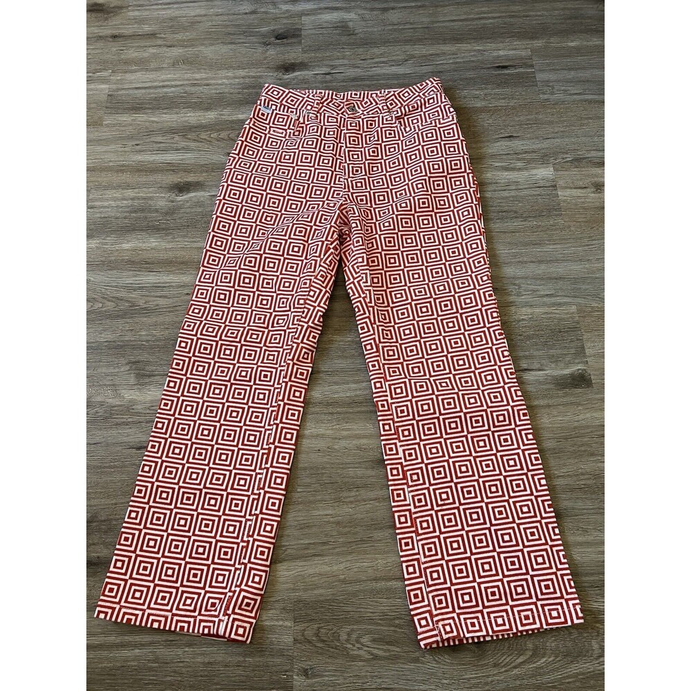 The Ragged Priest Hight Waisted Red & White Printed Jeans Size 30 - Picture 2 of 9